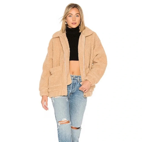 I.AM.GIA Oversized Pixie Teddy Jacket Camel Small Fall Cozy Neutral Contemporary - Picture 1 of 6